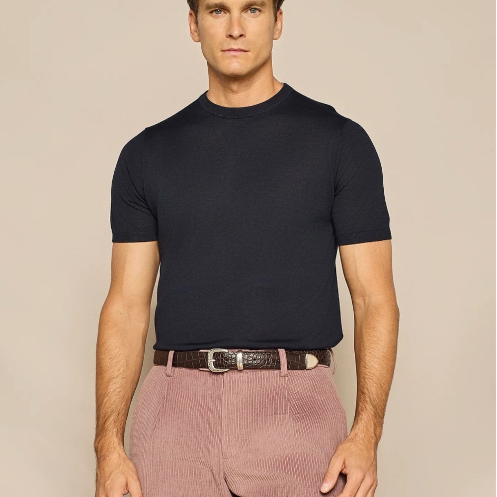 Paul Taylor Blue Ultralight Men’s Cashmere T-Shirt